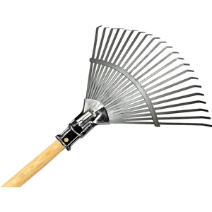 Raco 53736 Ahşap Saplı Ayarlı Kelepçeli Metal Çim ve Yaprak Toplama Tırmığı 30-45 CM