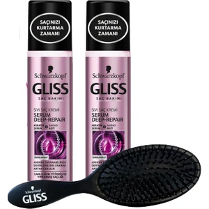 Schwarzkopf Glıss Serum Deep Repaır Sıvı Saç Kremi 200 ml x 2 Adet + Saç Fırçası