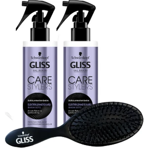 Schwarzkopf Glıss Care Sytlers  Elektriklenmeye Karşı Bakım Sütü x 2 Adet + Saç Fırçası