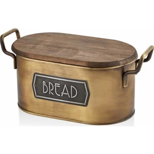 The Mia Galvaniz Gold 17 x 20 cm Kapaklı Ekmek Saklama Kabı GLV0502
