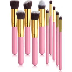 10 Lu Makyaj Fırça Seti Pembe Renk