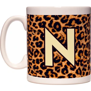 Rock'n Fox N Harfi Leopar Desen Baş Harf Tasarımlı Kahve Kupa Bardak