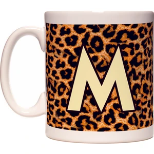 Rock'n Fox M Harfi Leopar Desen Baş Harf Tasarımlı Kahve Kupa Bardak