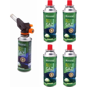 Kamp Kartuş Tüp 227gr + Çakmaklı Pürmüz Set 5'li Set Orgaz - Kts227 + Cx-500