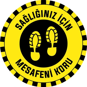 Güvenli Alan Etiketi Sosyal Mesafe Zemin Etiketi 25X25 cm