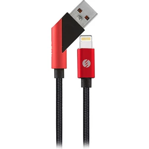 S-link Swapp SW-C670 1M 3A iPhone Uyumlu Lightning Çapraz Uçlu Siyah/Kırmızı Şarj Kablosu