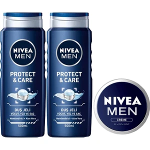 Protect & Care Duş Jeli 500 ml x 2 Adet + Men Krem 30 ml