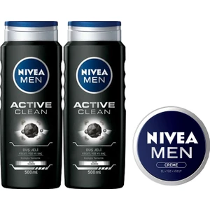 Active Clean Erkek Duş Jeli 500 ml x 2 Adet + Men Krem 30 ml