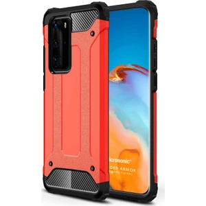 Huawei P40 Pro Kılıf Rugged Armor Kırmızı