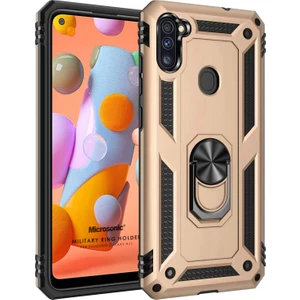 Samsung Galaxy A11 Kılıf Military Ring Holder Gold