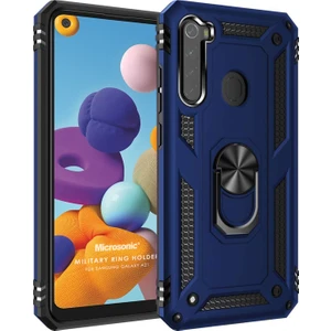 Samsung Galaxy A21 Kılıf Military Ring Holder Lacivert
