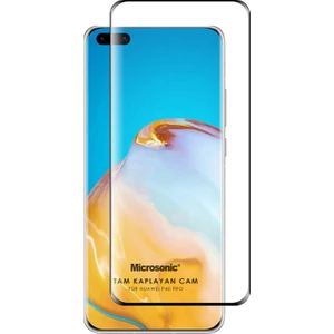 Huawei P40 Pro Tam Kaplayan Temperli Cam Ekran Koruyucu Siyah