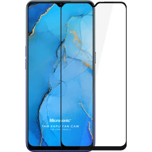 Oppo Reno 3 Tam Kaplayan Temperli Cam Ekran Koruyucu Siyah