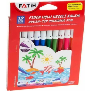 Keçeli Boya Kalemi Fırça Uçlu 12 Renk 34070