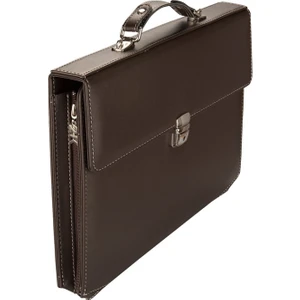 Diplomat Kulplu Fermuarlı Çanta Organizer Çizgili Defterli 20 x 28 cm Kahve