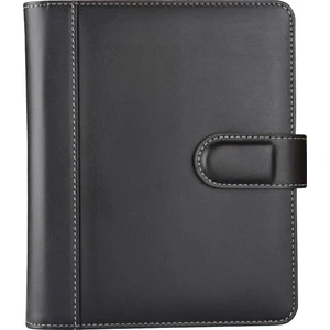 Diplomat Suni Deri 4 Halkalı Organizer Kareli Defterli 15 x 21 cm Siyah