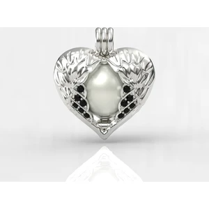 İstiridye İnci Siyah Taşlı Melek İnci Kolye Seti AAA Kalite Akoya