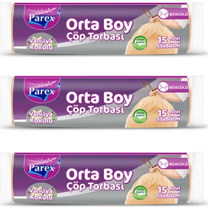 Büzgülü Vanilya Kokulu Çöp Torbası Orta Boy  3'lü Paket