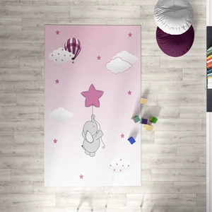 Mekta Home   Makinede Yıkanabilir Kolay Temizlenebilir Çocuk Halısı  Fil Desen MKTH-076