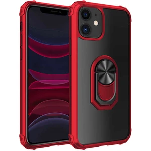 Tekno Grup Apple iPhone 11 (6.1'') Kılıf Ultra Korumalı Yüzüklü Standlı Mola Kapak Kırmızı