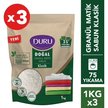 Duru Doğal Granül Matik Sabun Klasik 1 kg x 3 Adet 75