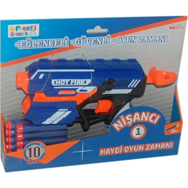 Prestij Oyuncak Hot Fire Nerf Stil Sünger Mermi Fırlatan Nişancı Oyuncak Tabanca