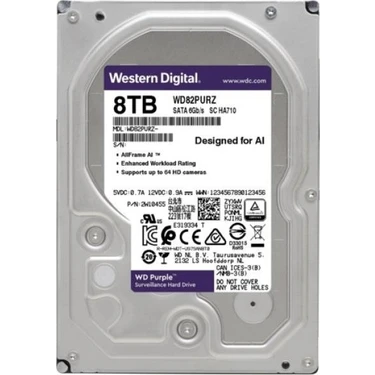 WD Purple 3.5 8TB 7200RPM SATA Hard Disk WD82PURZ Fiyatı