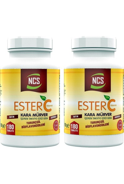 Ncs Ester C Vitamini 1000 Mg 180 Tablet Kara Mürver Turunçgil Bioflavonidleri Rutin Aserola 2 Adet