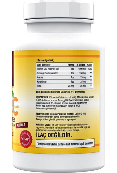 Ncs Ester C Vitamini 1000 Mg 180 Tablet Kara Mürver Turunçgil Bioflavonidleri Rutin Aserola 2 Adet