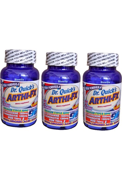 Dr. Quicks Dr Quicks Arthi-Fx Glucosamine Chondroitin Msm Hyaluronic Acid Collagen Type 2 90 Tablet 3 Adet