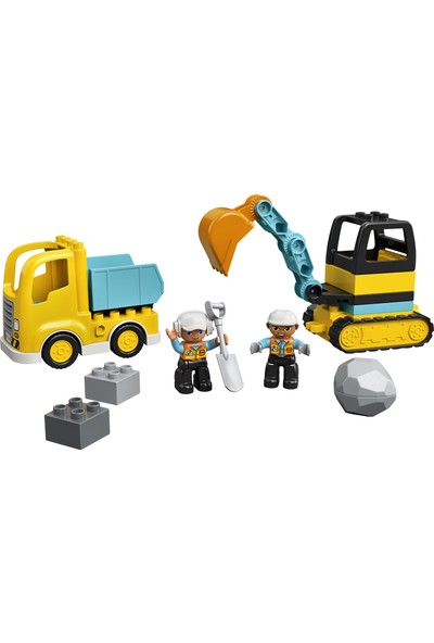 LEGO® DUPLO® Kamyon ve Paletli Kazıcı 10931 2 Yaş ve Üzeri Çocuklar için Kazıcı ve Damperli Kamyonlu İnşaat Sahası Oyuncağı (20 Parça)