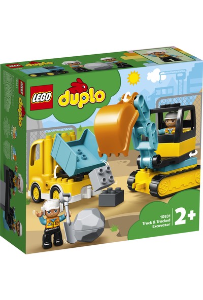 LEGO® DUPLO® Kamyon ve Paletli Kazıcı 10931 2 Yaş ve Üzeri Çocuklar için Kazıcı ve Damperli Kamyonlu İnşaat Sahası Oyuncağı (20 Parça)