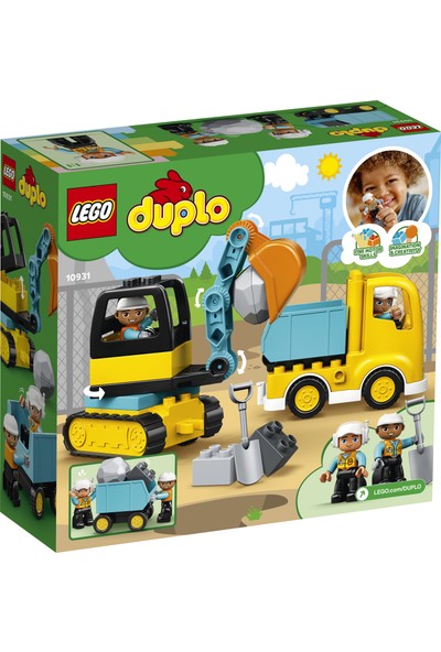 LEGO® DUPLO® Kamyon ve Paletli Kazıcı 10931 2 Yaş ve Üzeri Çocuklar için Kazıcı ve Damperli Kamyonlu İnşaat Sahası Oyuncağı (20 Parça)