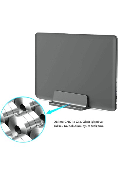 iDock N17 Dikey Genişliği Ayarlı Laptop Macbook Bilgisayar Standı Space Gray