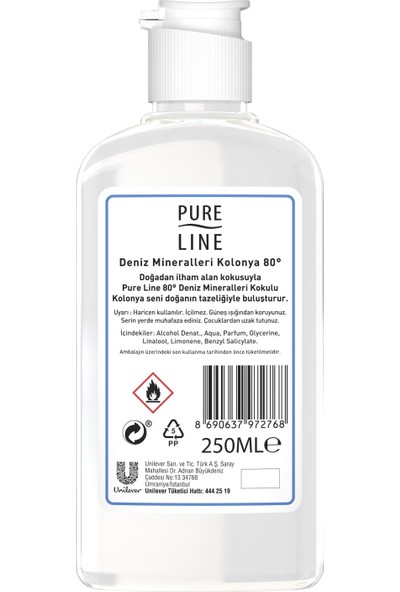 Pure Line Deniz Mineralleri 80 ° Kolonya 250 ML