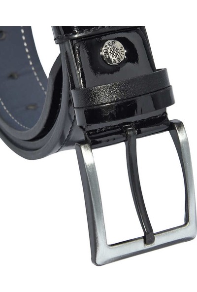 Süzer Siyah Rugan Suni Deri Dikişli Model 4 cm Spor Kemer - 7900-11