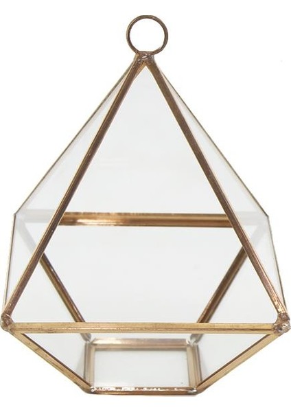 12 x 10 cm Cam Fanus Üçgen Prizma Rose Renk Terrarium fiyatları