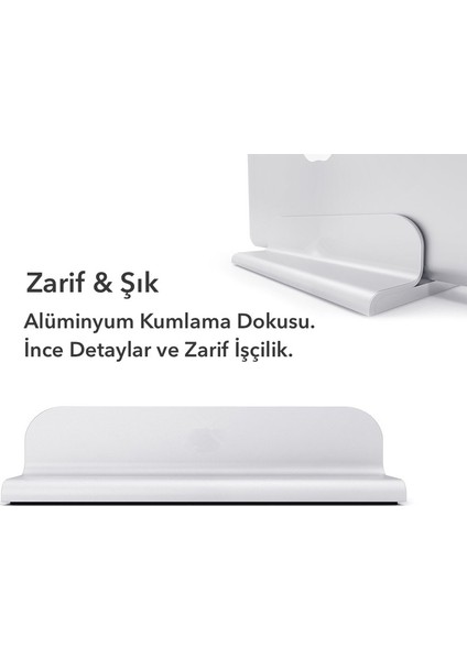 N17 Dikey Genişliği Ayarlı Laptop Macbook Bilgisayar Standı – Gümüş