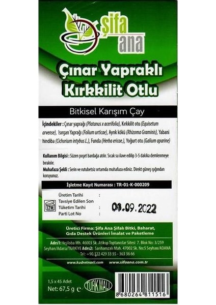 Çınar Yapraklı Kırkkilit Otlu Bitkisel Karışım Çay fiyatları