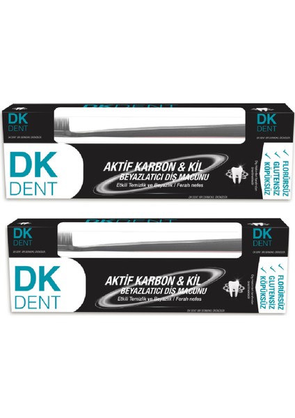 Dk Dent Aktif Karbon ve Kil Diş Macunu 75 ml + Diş Fırçası x 2 Adet