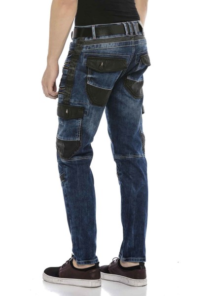 CD586 Kargo Cep Deri Detaylı Erkek Kot Pantolon fırsatları