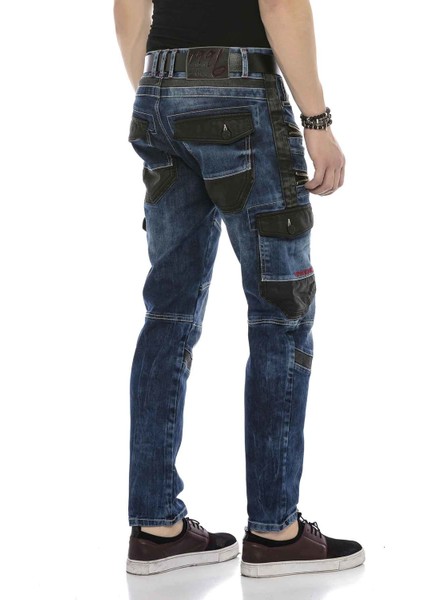 CD586 Kargo Cep Deri Detaylı Erkek Kot Pantolon indirimleri