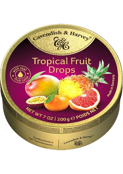 Cavendish & Harvey Tropical Fruit Drops 200 gr - Tropik Meyve Aromalı Atıştırmalık Şekerleme