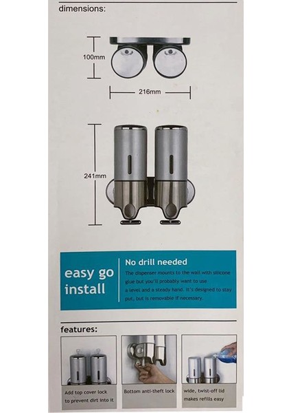 İkili Sıvı Sabunluk Şampuanlık 450 ml x 2 Mat Paslanmaz Çelik modelleri