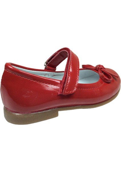 Bebe Kırmızı Rugan Bıyık Fiyonk Kız Çocuk Babet Ayakkabı İçi Deri Abiye Fantazi Düğün fırsatları