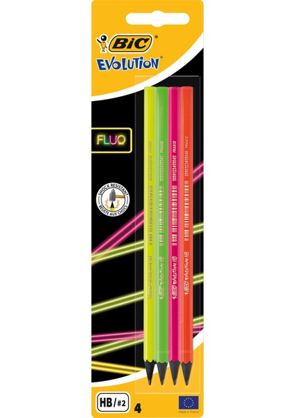 Evolution Fluo Kurşun Kalem 4'Lü Blister