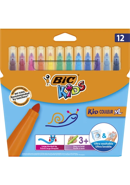 Kids Couleur (Ultra Yıkanabilir) XL Keçeli Kalem 12 Renk