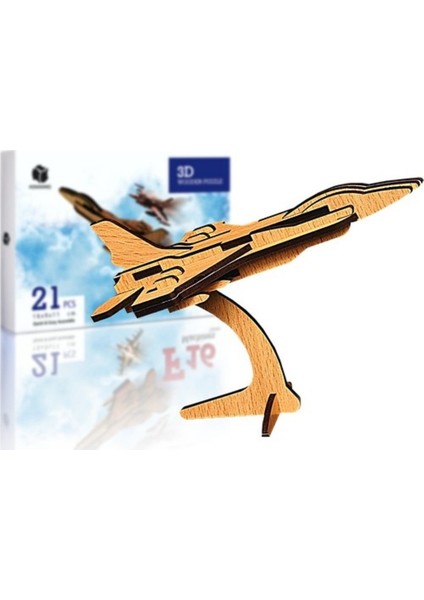 F-16 21 Parça Ahşap 3D Puzzle