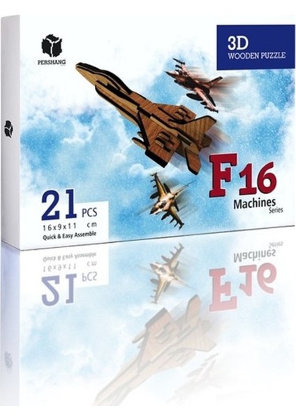 F-16 21 Parça Ahşap 3D Puzzle