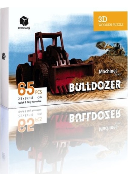 Buldozer 65 Parça Ahşap 3D Puzzle